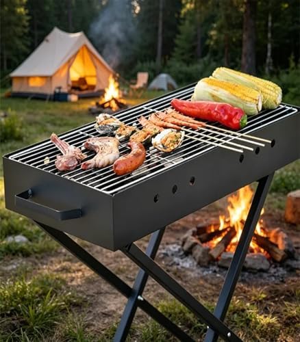 Portable Outdoor Charcoal Grill, 23.6" Camping Barbecue BBQ Grill