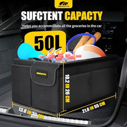 MIKKUPPA Car Trunk Organizer - 50L Collapsible SUV Trunk Organizer, Black