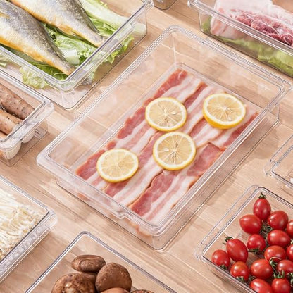 3pcs Large Deli Meat Container with Lids for Bacon Cold Cuts Storage