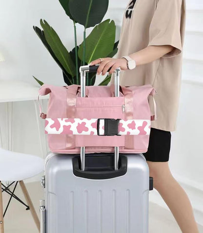 Luggage Straps for Suitcases Travel Belt Accessories, Cute Suitcase Strap, Adjustable Luggage Belt Strap, Heavy Duty with Quick-Release Buckle Luggage Strap Cute Pink Cow Print