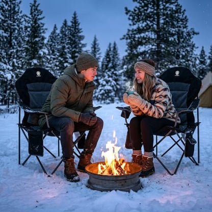 EVER ADVANCED Oversized Heated Camping Chair, Lawn Chairs Heated Chairs Outdoor Sports with 3 Heat Levels, Heated Folding Chair Camping Chairs for Adults Supports 400lbs, Battery Not Included