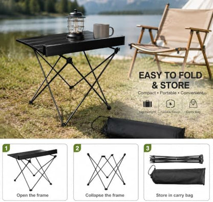 Folding Camping Table – Ultralight Aluminum Portable Table for Camping, Hiking, Backpacking, Picnic, Beach, BBQ – Compact Lightweight Collapsible Travel Side Table for Outdoor, RV, (1)