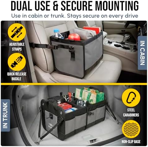 Extra Large Modular Collapsible Car Trunk Organizer System, Gray