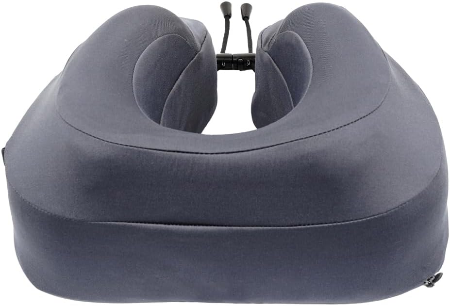 Cabeau Air Travel Pillow for Long Flights – Evolution Plus – U Shaped Memory Foam Neck Support – Removable, Washable Cover – Comfort On-The-Go for Airplane, Train, and Car (Slate Grey)