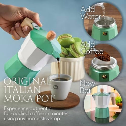 Mixpresso 3 Cup Moka Pot Stovetop Espresso Maker, Italian Cuban Coffee Pot