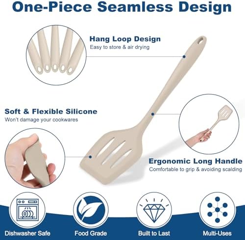 TeamFar Silicone Cooking Utensil Set of 7, Kitchen Cooking Utensil Set