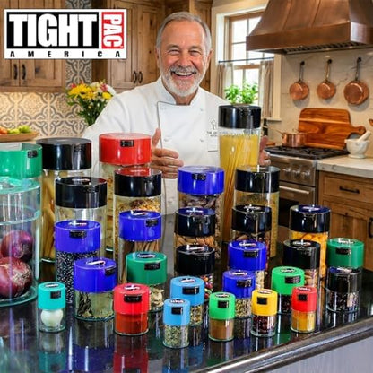 Tightvac - 1 oz to 6 ounce Airtight Multi-Use Vacuum Seal Portable Storage Container for Dry Goods, Food, and Herbs - Dark Green Cap & Black Body