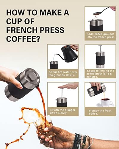 POLIVIAR French Press Coffee Maker, 12 oz