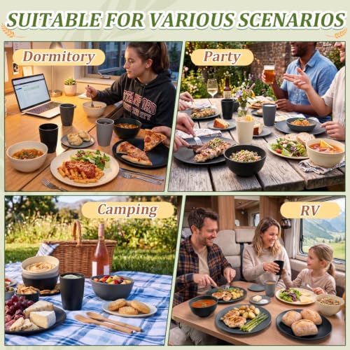 PYRMONT 40 Pcs Wheat Straw Dinnerware Sets Unbreakable Dishes Set for 8