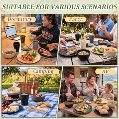 PYRMONT 40 Pcs Wheat Straw Dinnerware Sets Unbreakable Dishes Set for 8