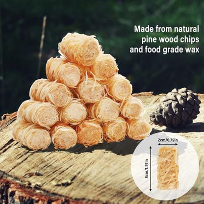 HGD Natural Fire Starters (128 Pcs) - Waterproof & Odorless Charcoal Starters for Fireplace, Campfire, BBQ, Grill, Fire Pit, Wood & Pellet Stove, Chimney, Pizza Oven & Smoker - Indoor & Outdoor Use