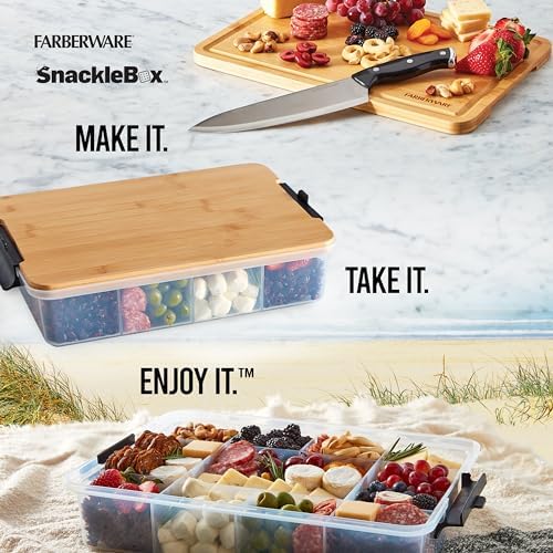 Farberware Snacklebox 11 x 16 Inch Bamboo Cutting Board with Lid