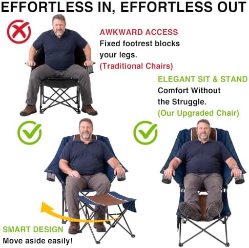 Oversized Camping Chair with Foot Rest, Heavy Duty 400 lbs