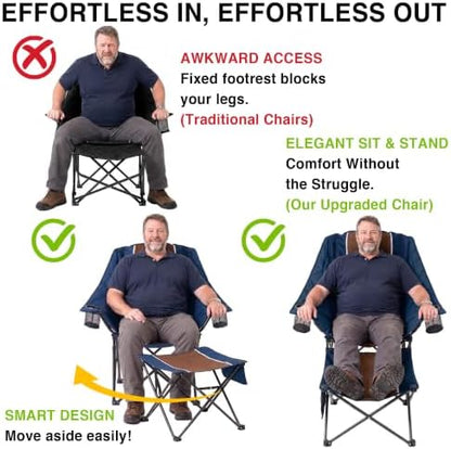 Oversized Camping Chair with Foot Rest, Heavy Duty 400 lbs