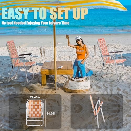Outvita Webbed Lawn Chairs Set of 2, Easy Open & Lightweight Orange