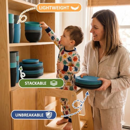 PYRMONT Wheat Straw Plates and Bowls Sets Dishware Sets(40pcs,Nightscape)