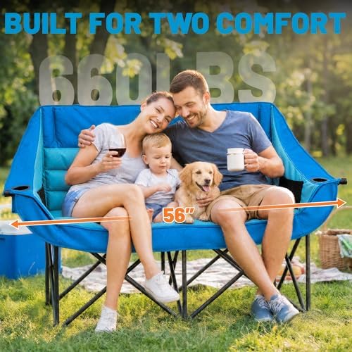 Youtanic Oversized Double Camping Chair, Folding Loveseat Camping Couch