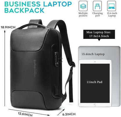 BANGE Genuine Leather Laptop Backpack Fits 15.6 Inch,Anti Theft Business Back Pack with TSA Lock, Office Work Backpack with USB3.0 Charging Port for Men and Women…
