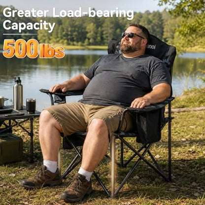 Aohanoi Heavy Duty Camping Chairs for Adults with Cup Holder & Cooler Bag