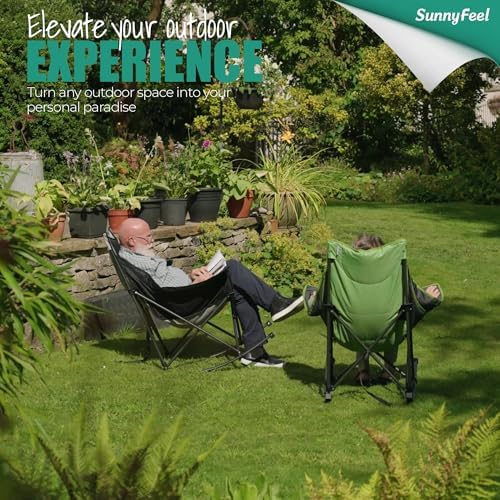 SUNNYFEEL Oversized Folding Rocking Camping Chair 2 Pack, 500lbs Red