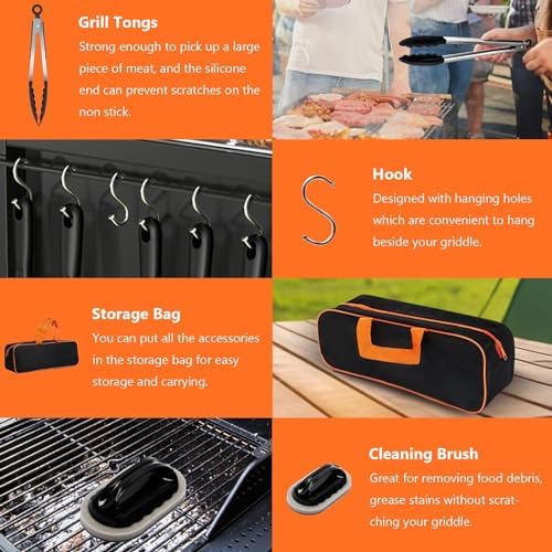 Blackstone Griddle Accessories, 30PCS Grilling Accessories for Outdoor Grill, Grill Accessories with Spatula, Basting Cover, Egg Rings for Outdoor BBQ, Camping, Teppanyak
