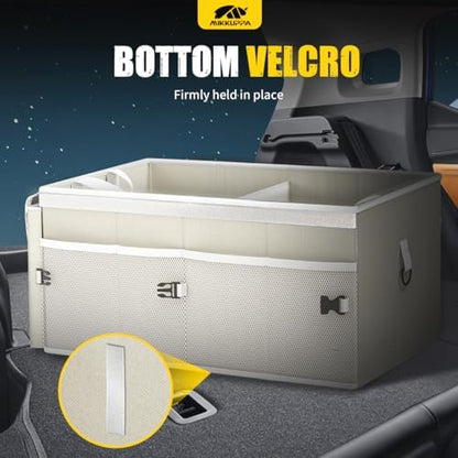 MIKKUPPA Trunk Organizer with Lid - 65L Collapsible Car Organizer, White