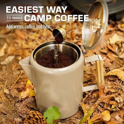 COLETTI Bozeman Color Series Percolator Coffee Pot — Camping Coffee Makers — Camping’s Favorite Percolator – NO Aluminum or Plastic (Tan, 9 Cup)