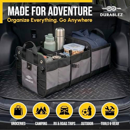 Large Car Trunk Organizer, Modular & Collapsible, Gray