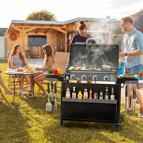 Royal Gourmet PD4001 4 Burner Propane Gas Griddle, Removable Standing Cart