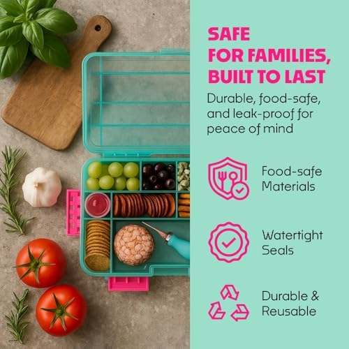 SubSafe Charcuterie Safe - BPA-Free, Food Safe Charcuterie Board with Lid & Handle - Portable Snack Tray Organizer with Dividers, Mini Containers & Cheese Knife - Dishwasher Safe - Blue