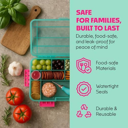 SubSafe Charcuterie Safe - BPA-Free, Food Safe Charcuterie Board with Lid & Handle - Portable Snack Tray Organizer with Dividers, Mini Containers & Cheese Knife - Dishwasher Safe - Blue