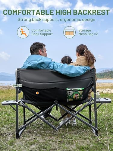 TIMBER RIDGE 600lbs ouble Camping Chair Portable Loveseat Director Chairs