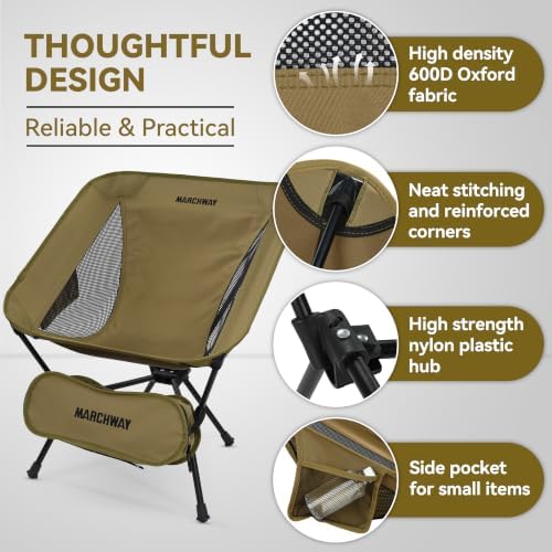 MARCHWAY Lightweight Folding Camping Chair, Portable, Compact and Sturdy
