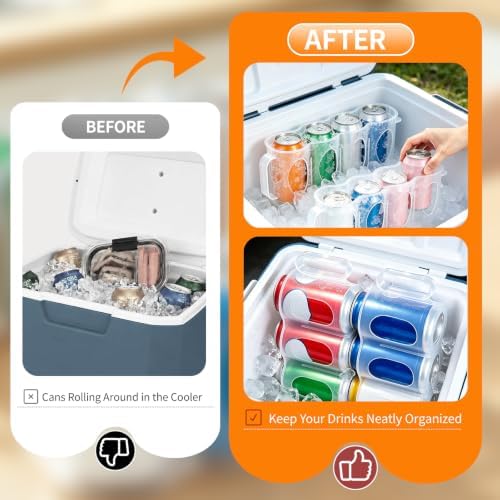 Portable Soda Can Organizer for Cooler, 2 Pack Cooler Can Organizer, 4 Slot