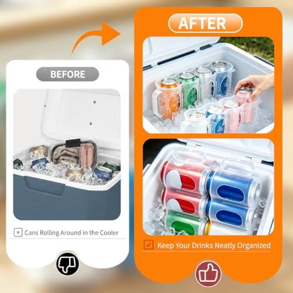 Portable Soda Can Organizer for Cooler, 2 Pack Cooler Can Organizer, 4 Slot