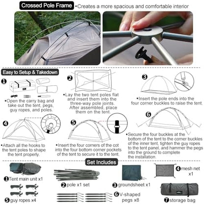 Soomloom Hiking Tent RENATTA 2P Lightweight Spacious Comfortable Camping Windproof Waterproof UV Protection Ventilation Easy Setup 2-Person Camping Shelter