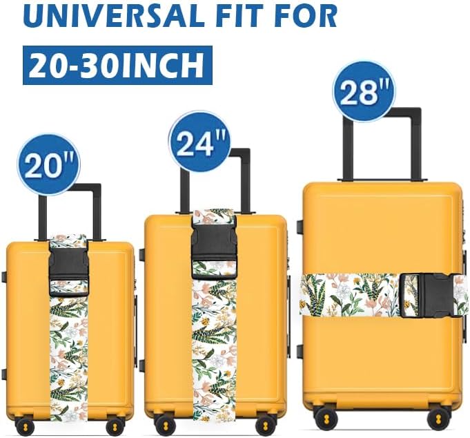 Luggage Straps for Suitcases Travel Belt Accessories, Cute Suitcase Strap, Adjustable Luggage Belt Strap, Heavy Duty with Quick-Release Buckle Luggage Strap Beautiful Flowers