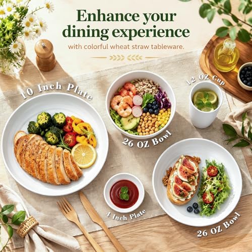 Wrova Modern Plates and Bowls Sets for 8,White Dinnerware Sets 40PCS Dishes