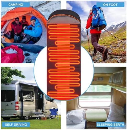 Heated Sleeping Bags for Adults Camping Cold Weather, 95–149°F for 4-Season