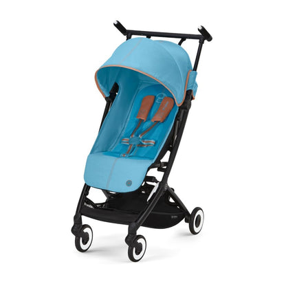 Cybex Libelle Lightweight pockit Travel Baby Stroller - Carry-On Compliant Compact Fold, One-Hand Adjustable Recline - Compatible with CYBEX Car Seats, Beach Blue