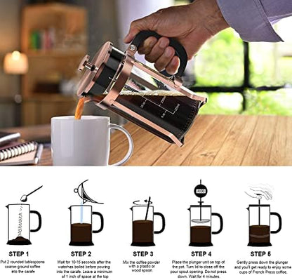 QUQIYSO French Press Coffee Maker, Borosilicate Glass Coffee Press