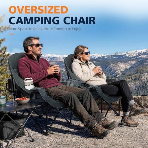 Oversized Camping Chair for Adults - Folding Lawn Camp Chair 2 Pack