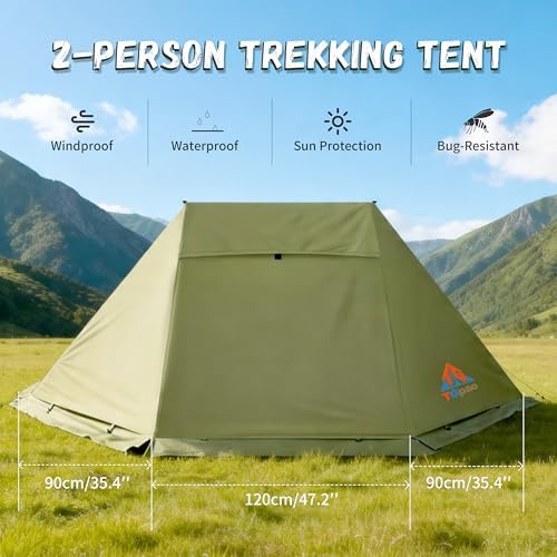 Portable Trekking Pole Tent for Camping,2 Person Backpacking Shelter