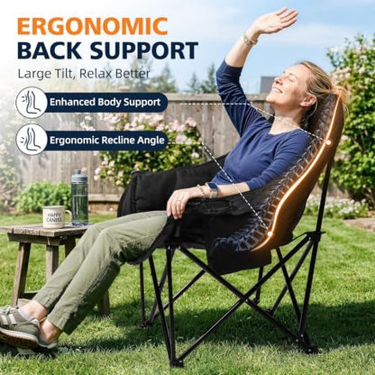 Oversized Camping Chair for Adults - Outdoor Lawn Camp Chair 2 Pack