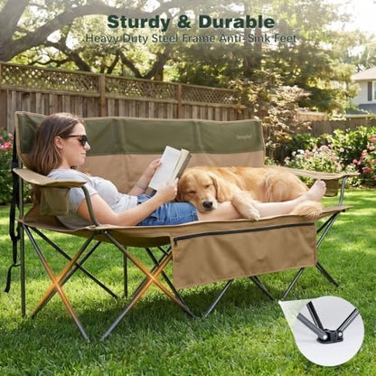 SUNNYFEEL 3 Person Camping Chair Oversized Loveseat for Adults