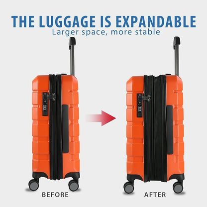 KROSER Hardside Expandable Carry On Luggage with Spinner Wheels & Built-in TSA Lock, Durable Suitcase Rolling Luggage with USB Port, Carry-On 20-Inch Orange
