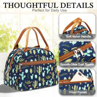 FlowFly Insulated Lunch Cooler Bag - Tote Bag Organizer for Women/Men, Cactus