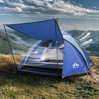 Night Cat Pop Up Tent 2-3 Persons Instant Set Up Tent with Footprint Tarp & Porch, Automatic Double Layer Waterproof Camping Tent with Rainfly