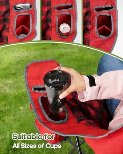 Padded Double Camping Chair Loveseat Oversized Camping Couch, Red