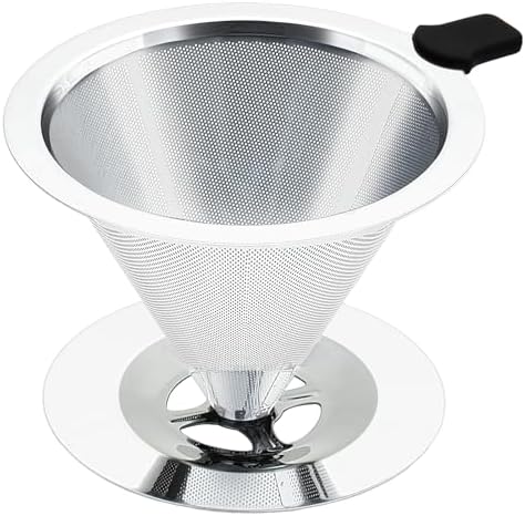 Premium Pour Over Coffee Dripper with Reusable Stainless Steel Filter – Portable, Easy Clean Coffee Maker for Single Cup Brewing – Ideal for Home, Office, Camping